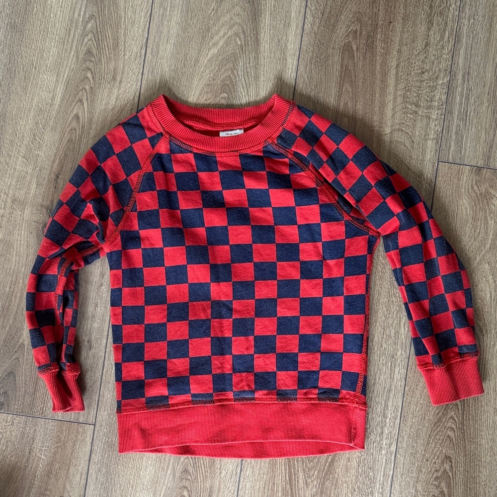 Hanna Andersson Red and Navy Checkered Kids Sweatshirt